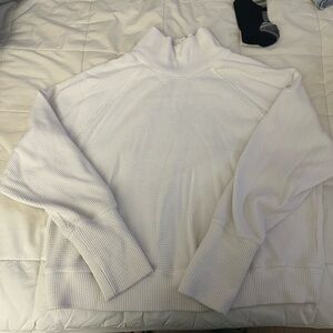 ALO Waffle Yoga White Turtleneck Sweater